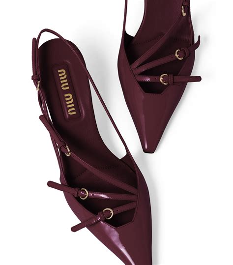 miu miu leather pumps with crystals|Miu Miu Patent Leather Crystal Embellishments Slingback Pumps .